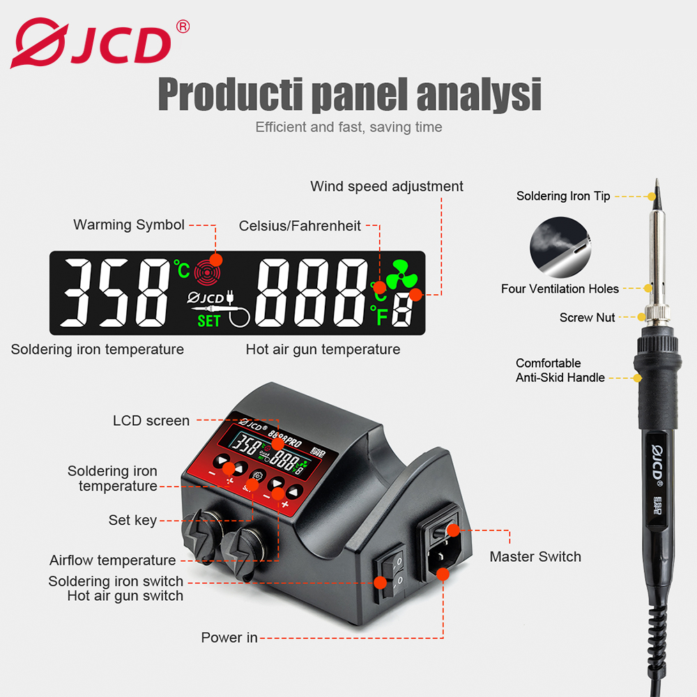 JCD 8898Pro 2 ใน 1 สถานีบัดกรี - T12 Soldering Station Oled บทวิจารณ์และราคา